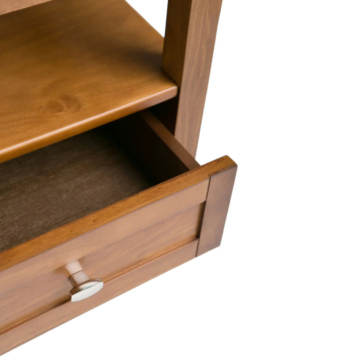 Warm Shaker Solid Wood Table | Bottom Drawer | Open Shelf Storage