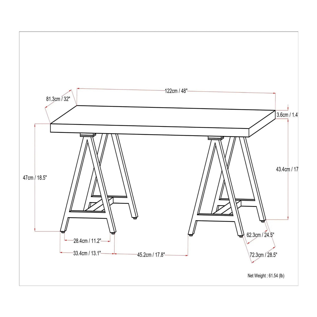 Sawhorse Handcrafted Solid Table | 2 Pieces | Metal | Living Room