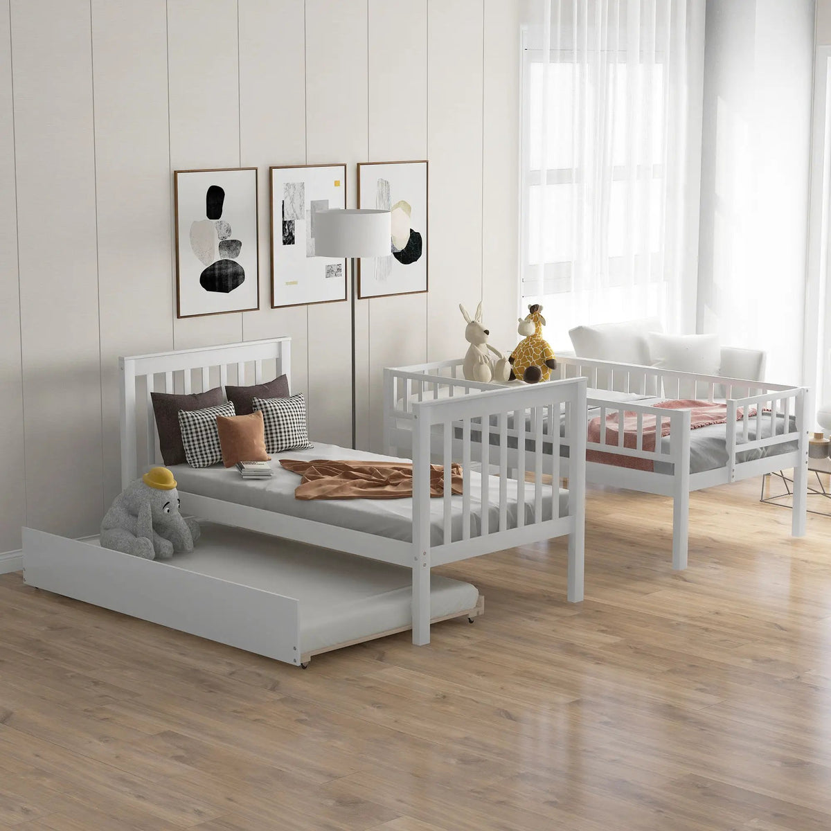 Twin Over Full Bunk Bed | Built In Staircase | Steel Frame