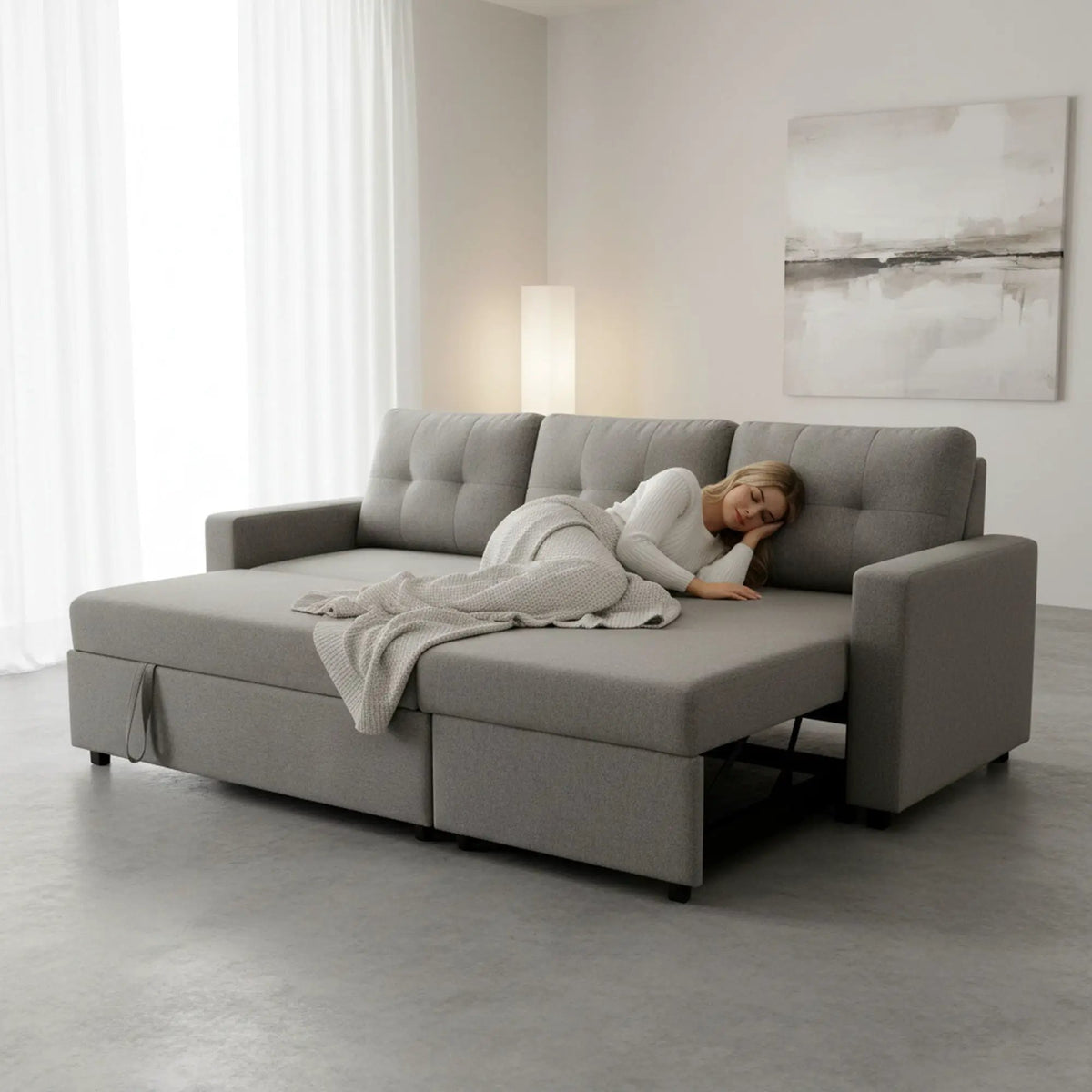 Convertible L Shaped Sectional Sleeper Sofa | Pull Out Bed | 2-in-1 Design | Space-Saving