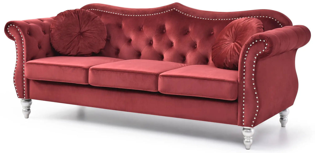 Hollywood Sofa | Updated Glam Design | Hand-Applied Nailhead Trim | Pocketed Coil Cushions