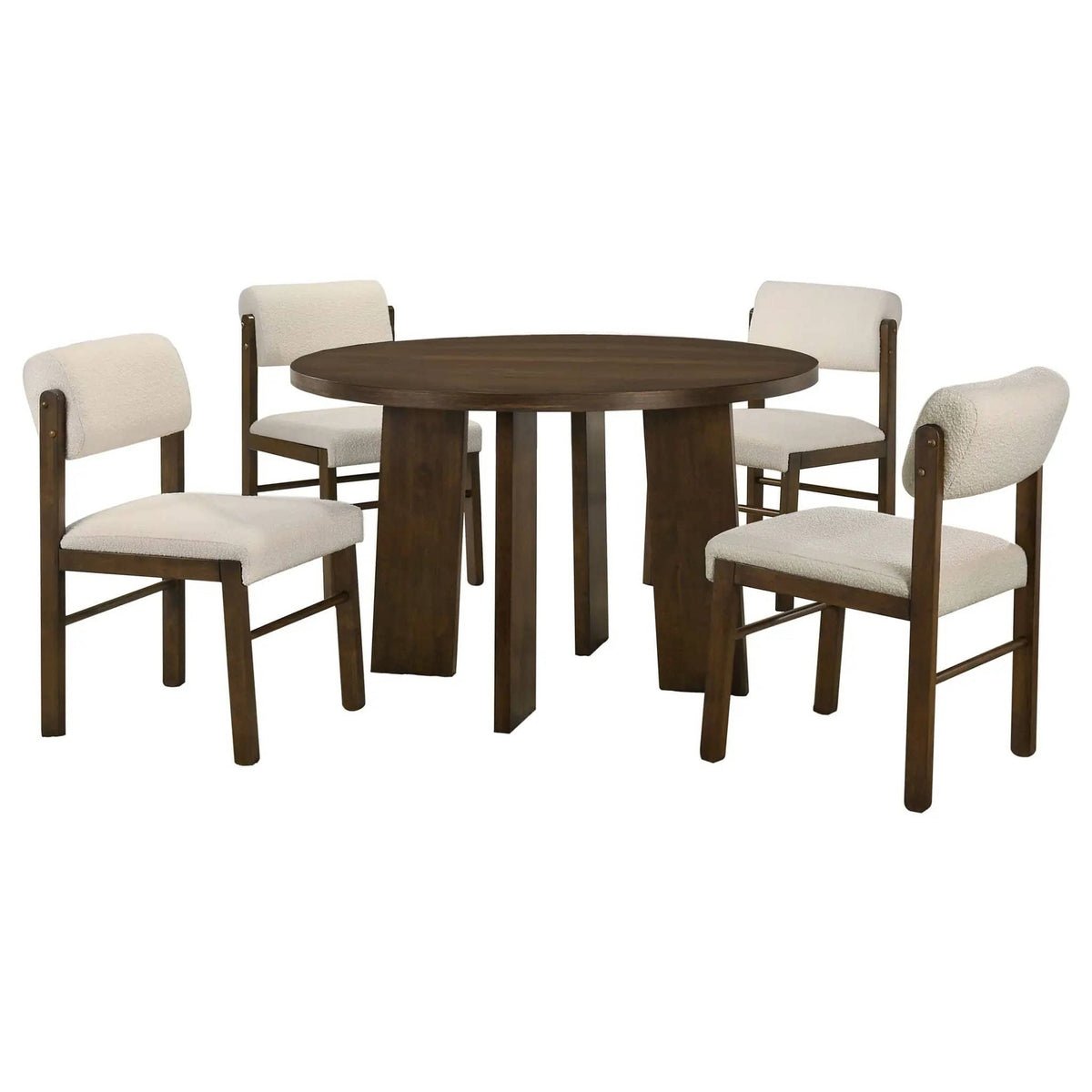Strouse 5-piece Dining Set Cream and | 5-Piece Set | Rubberwood & Engineered Wood | Walnut