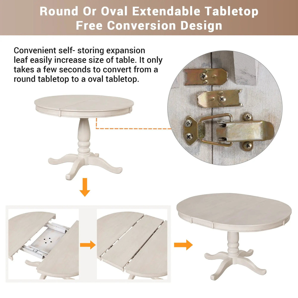 Round Dining Table Set | 4 Matching Chairs | Modern Design | Rubberwood Top