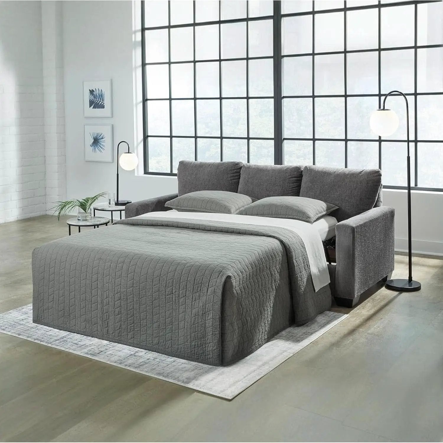 Queen Memory Foam Convertible Sofa Sleeper Charcoal from PriceLows™