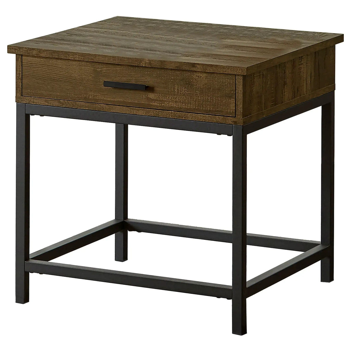 Byers 1-drawer Square Engineered Wood End Table Brown | 23.5 x 23.75 x 24.25 in | Engineered Wood & Metal | Oak