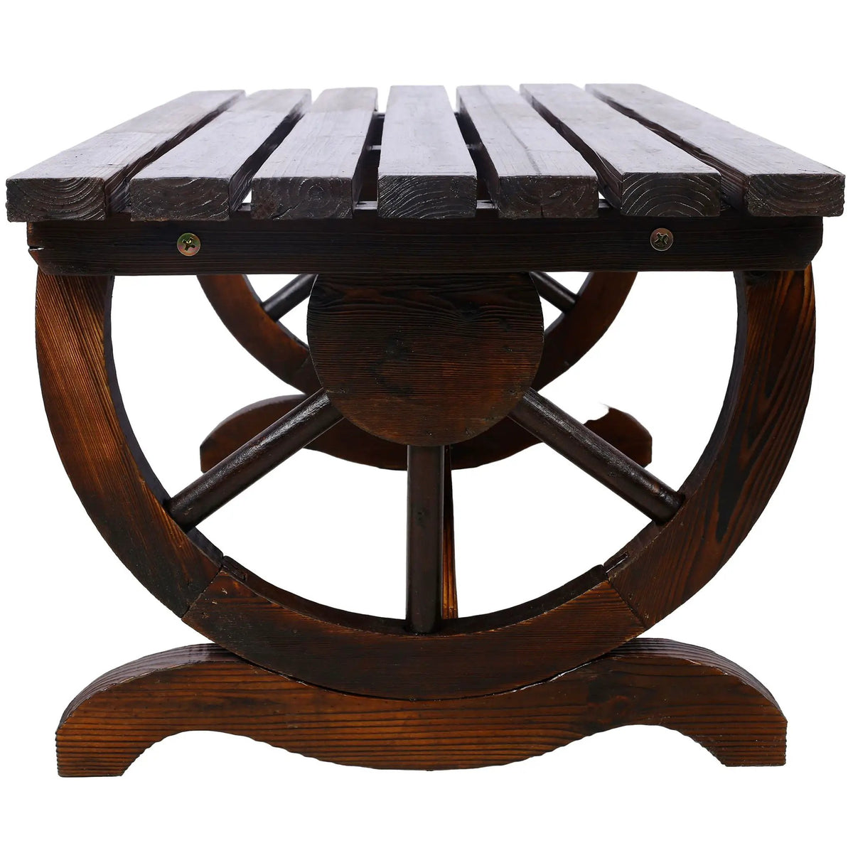 Wooden Garden Bench | Wagon Wheel Legs | Solid Fir | Two Seater