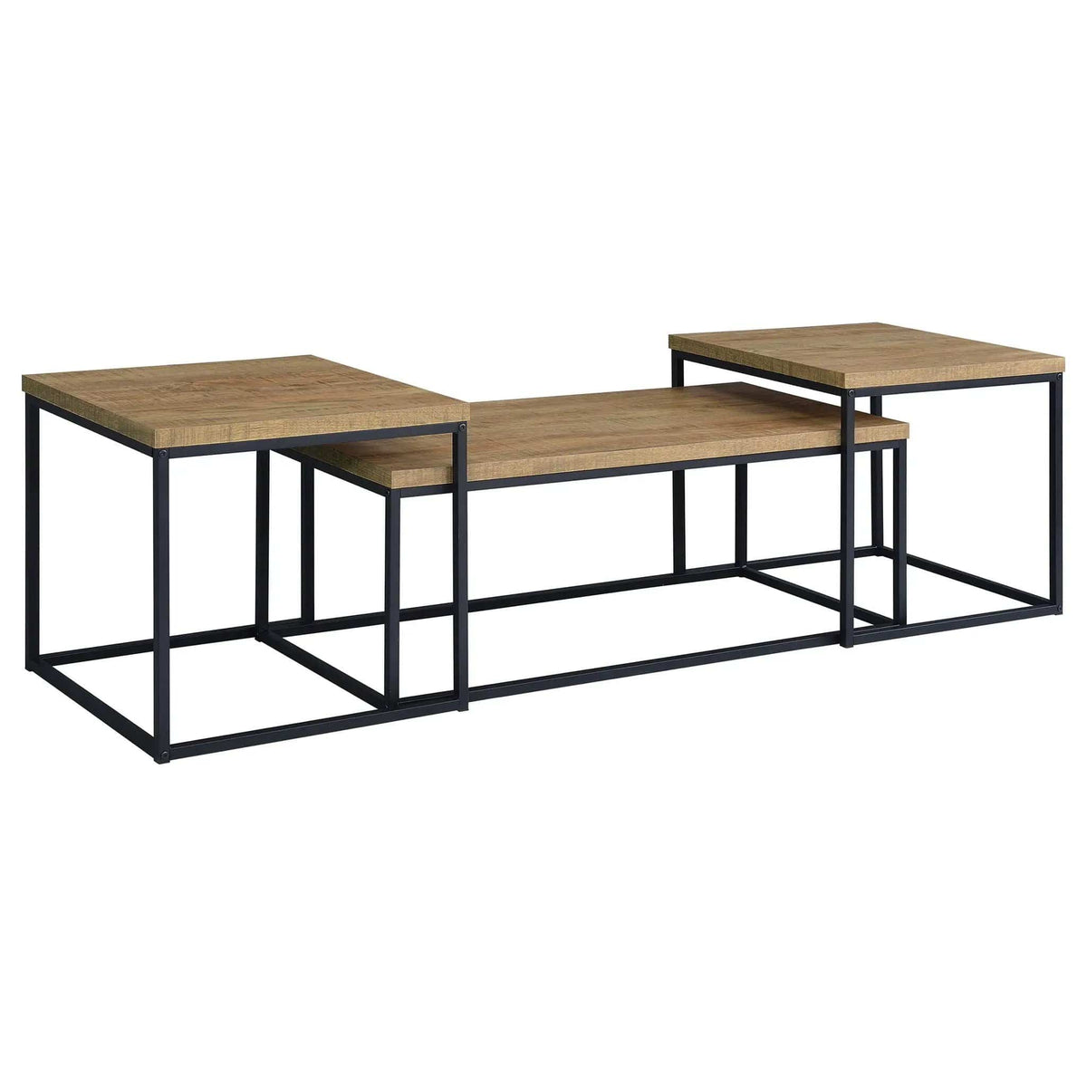Straden 3-piece Engineered Wood Coffee Table Set Mango and | 3-Piece Set | Mango Wood & Metal | Black