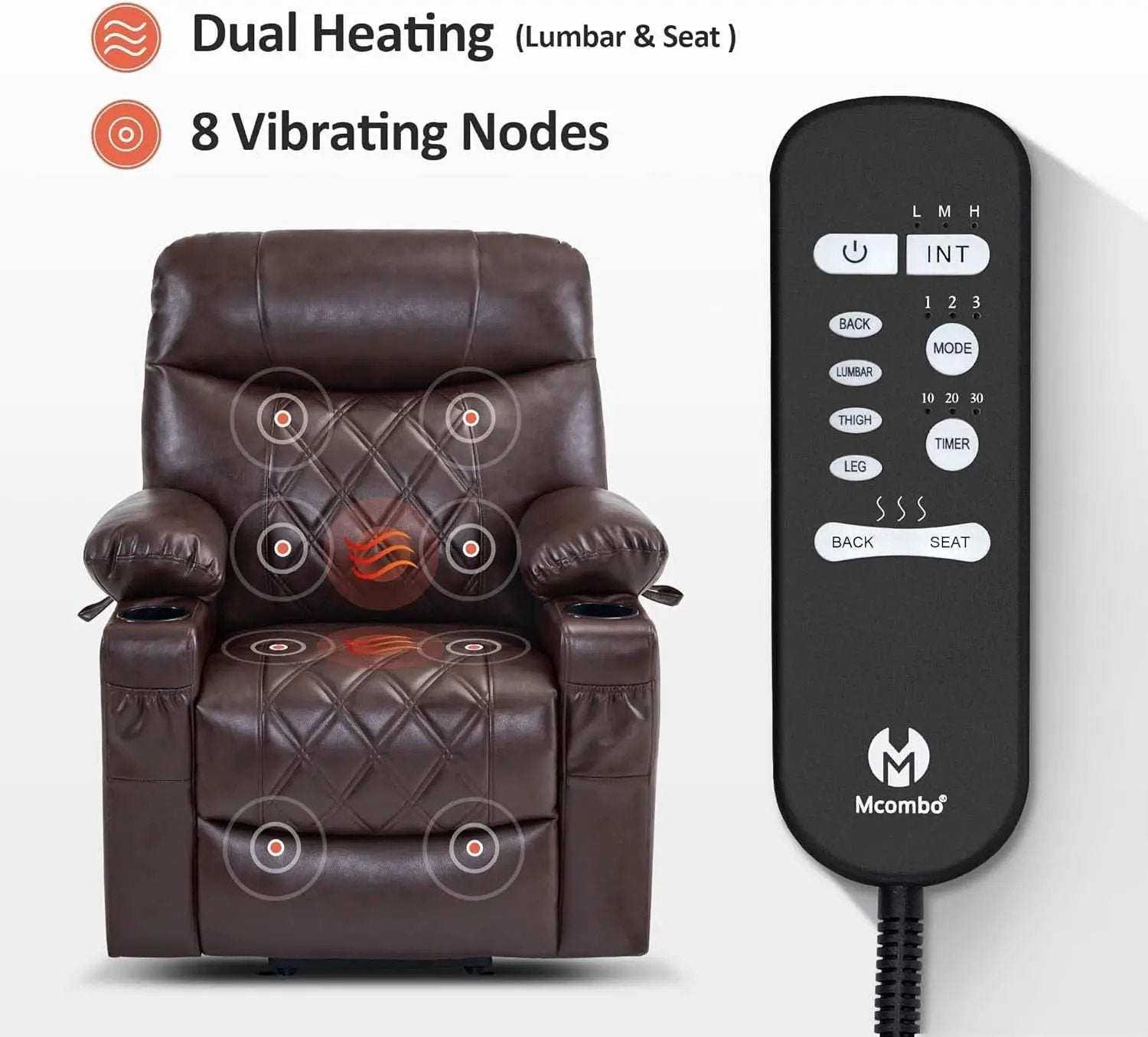 Small Size Power Lift Recliner Chair With Massage Dual Heating from PriceLows™