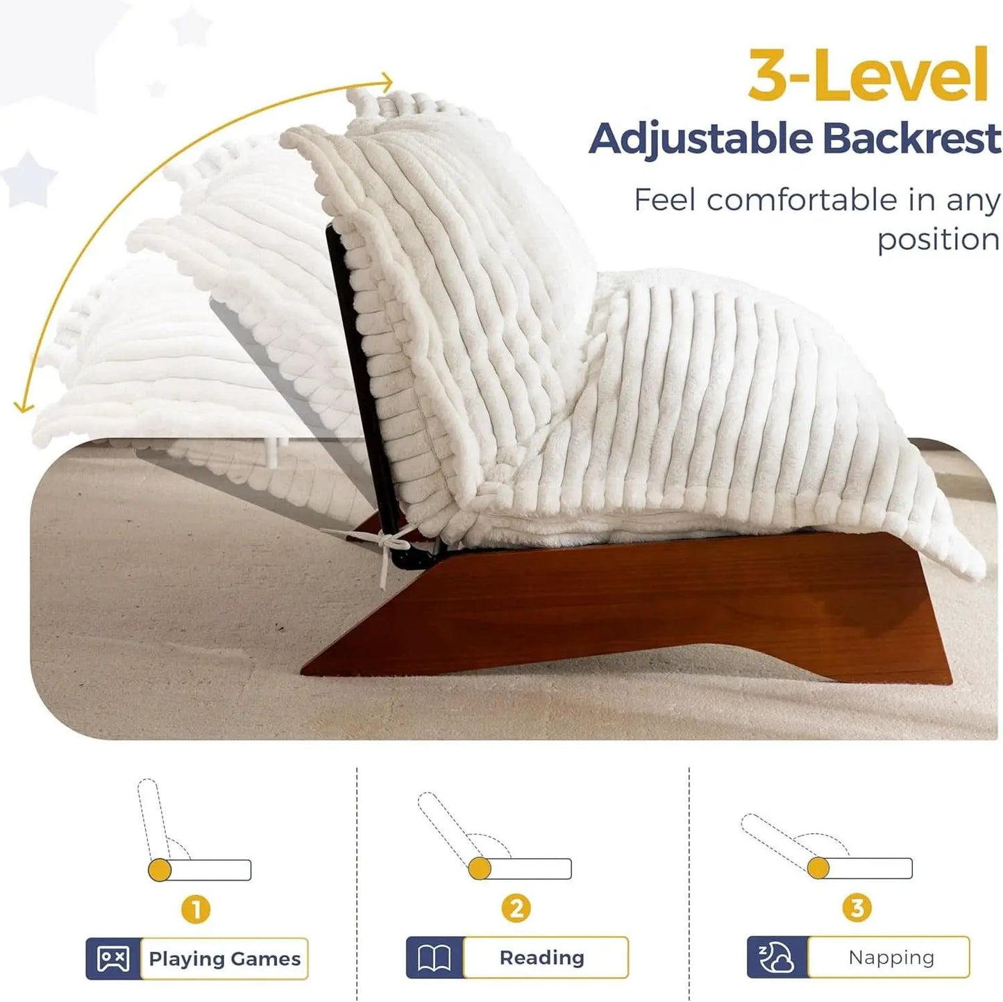 Beige Upholstered Living Room Chair Adjustable Backrest from PriceLows™