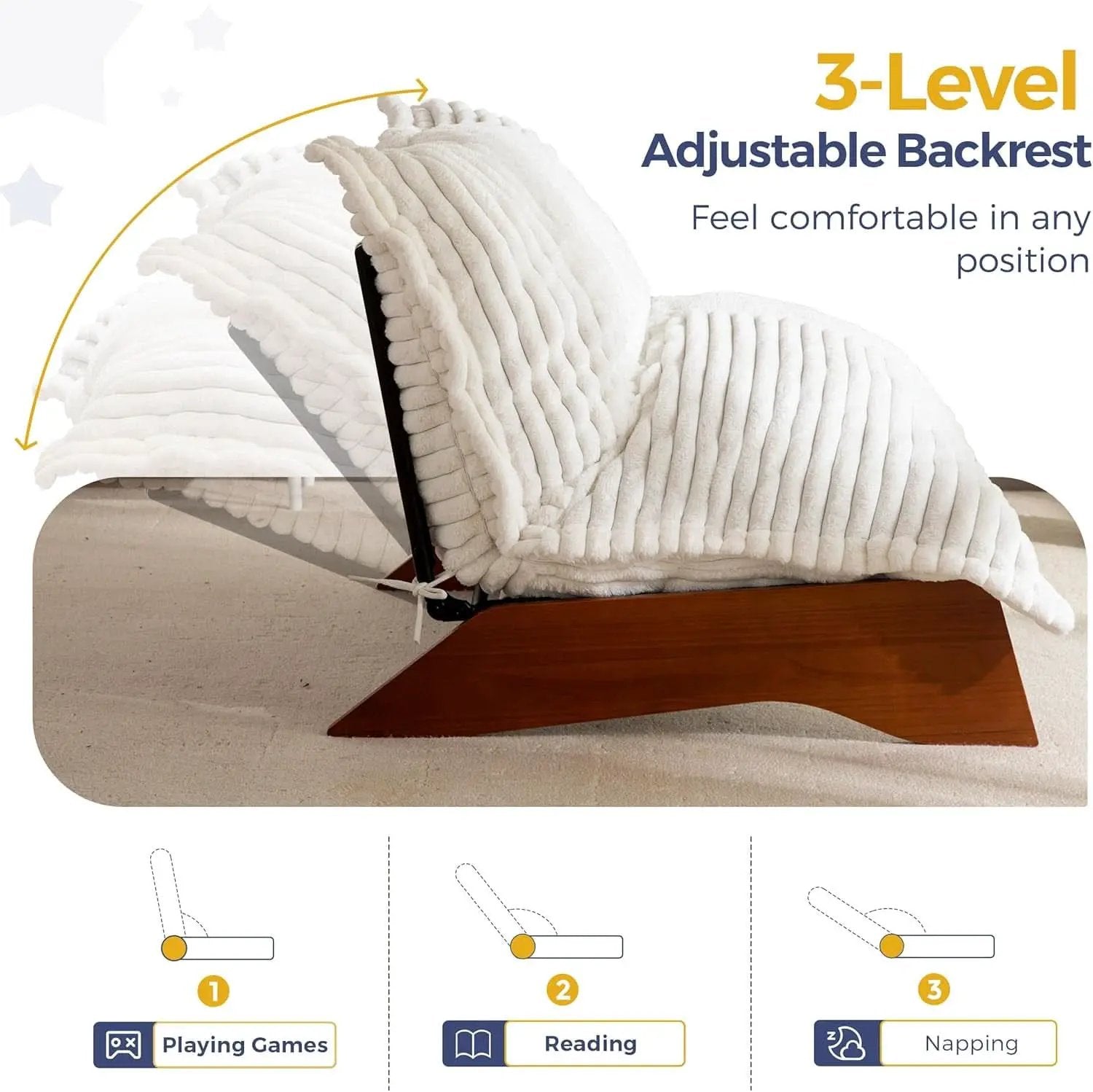 Beige Upholstered Living Room Chair Adjustable Backrest from PriceLows™