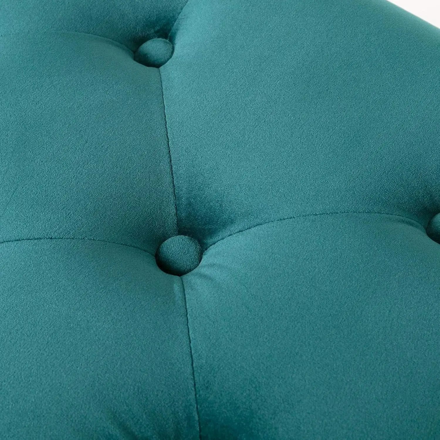 Velvet Upholstered Button Tufted Ottoman Gold Base from PriceLows™