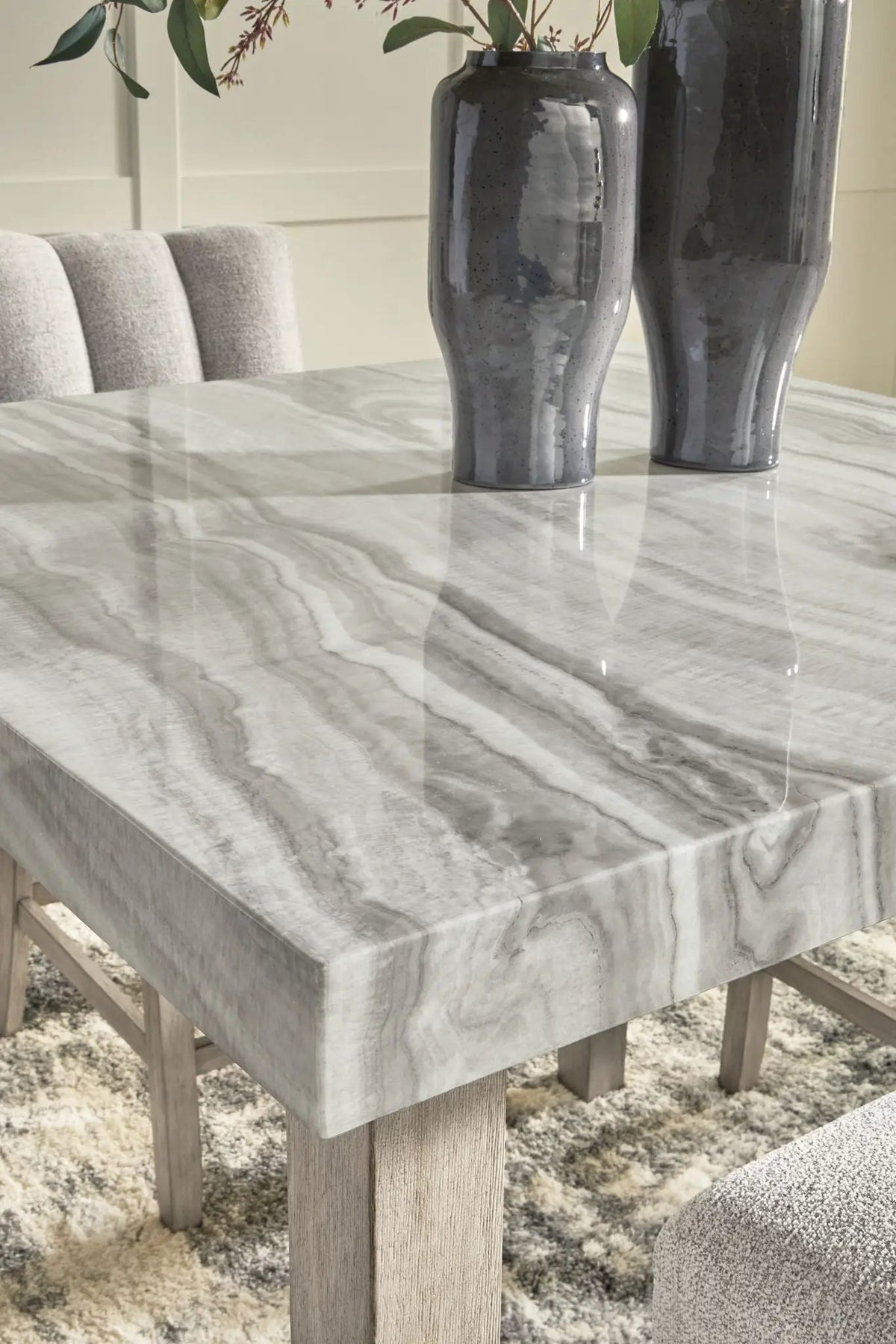 Larawyn Counter Height Dining Table | 42 Inch Square | Faux Marble Top | Gray Veining