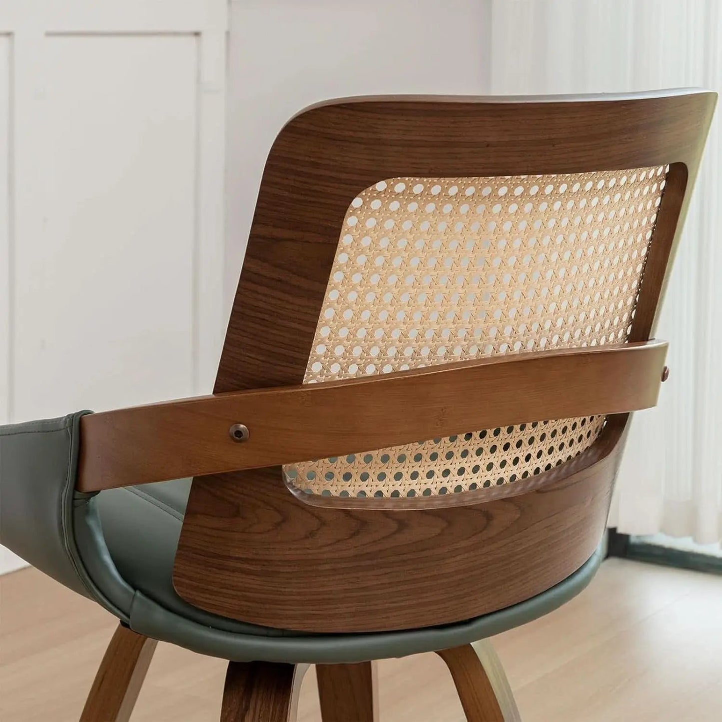 Set Midcentury Green Rattan Bentwood Dining Chairs from PriceLows™