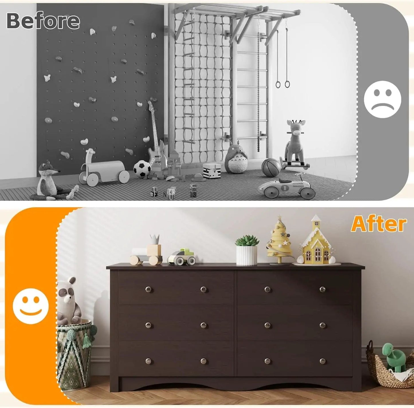 6 Drawer Dresser And TV Stand For 65 Inch TV Brown from PriceLows™