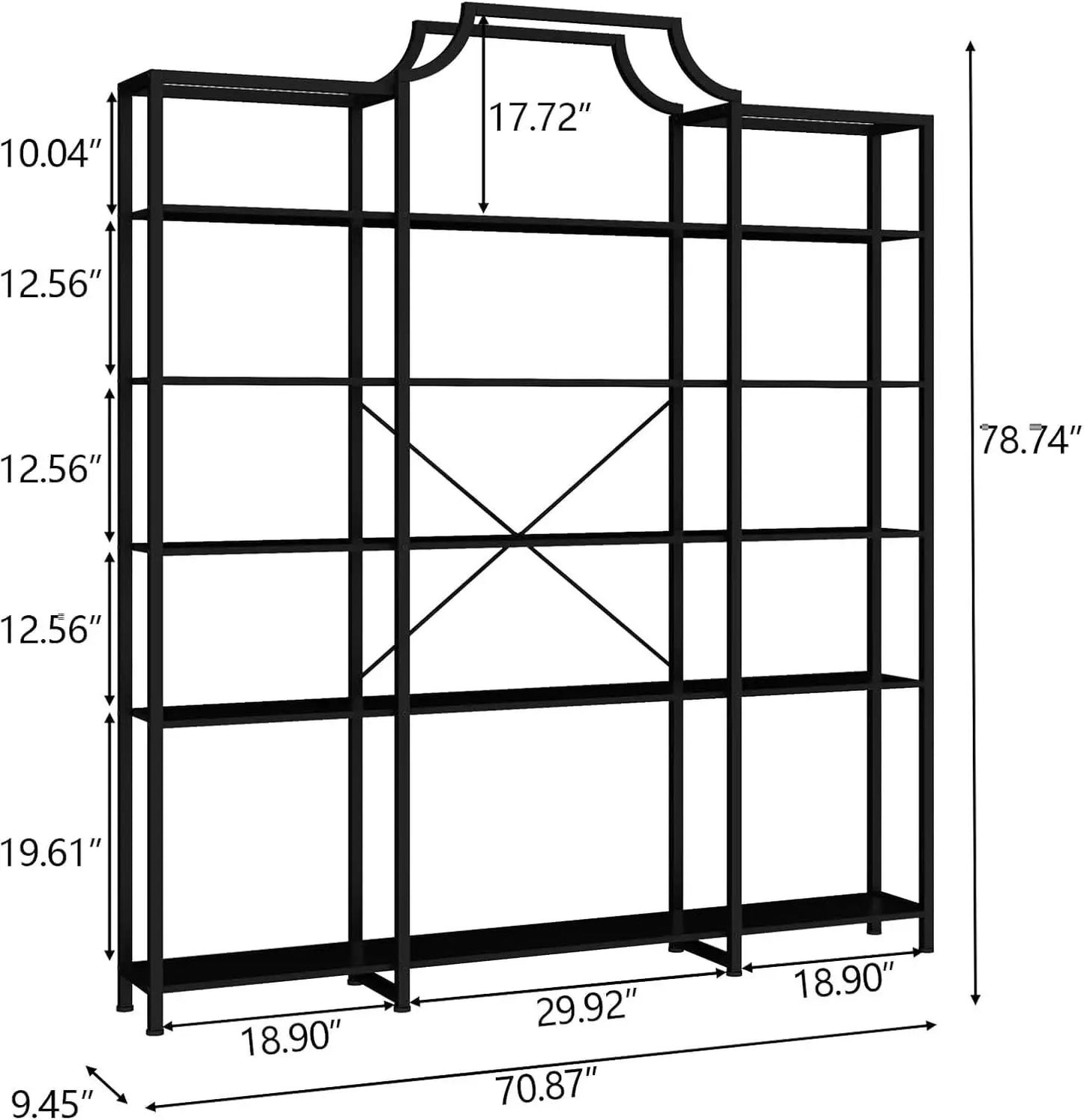 Triple Wide Five Tier Bookshelf For Living Room Organization from PriceLows™