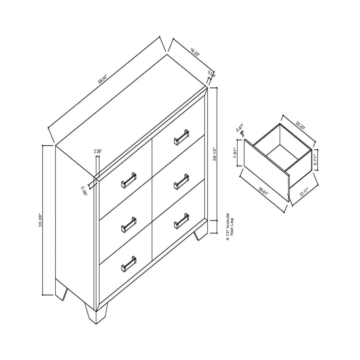 Omoda Dresser | 58.46 x 16.22 x 33.27 in | Wood & Acrylic | White