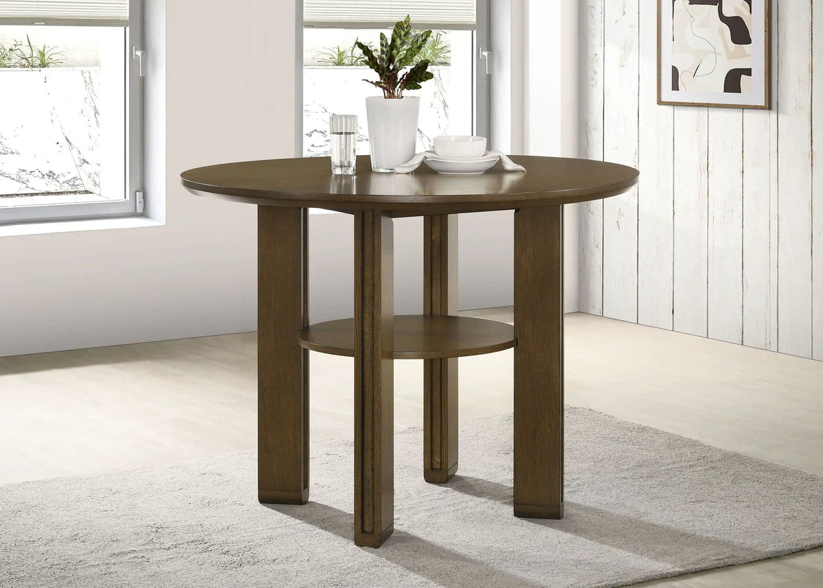 Ottowa 47-inch Round Counter Height Dining Table | 47.25 x 47.25 x 36 in | Rubberwood & Engineered Wood | Brown