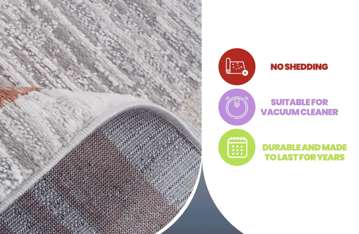 Marfi Bordered Runner Rug | 96 x 26 Inch | Stain Resistant | Non-Shedding Machine-Woven
