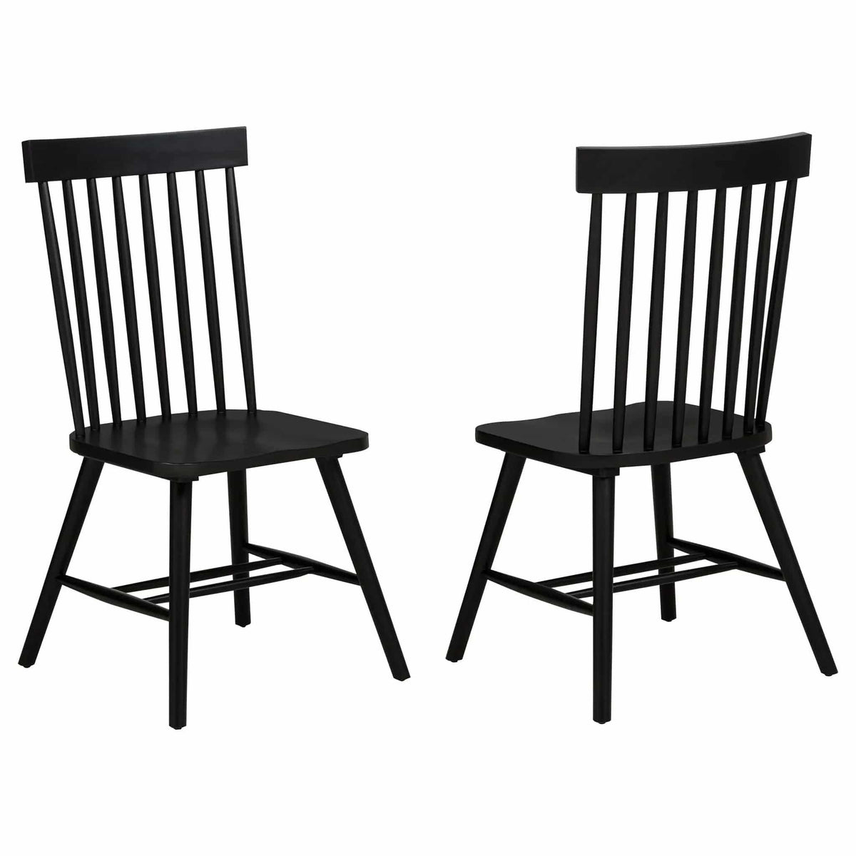 Andrews Windsor Spindle Back Dining Side Chair Black (Set of 2) | 19 x 21.25 x 39.25 in | Rubberwood & Veneer | Dining Room