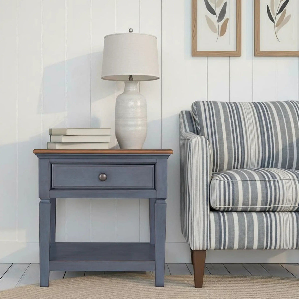 End Table - | 24 x 24 x 24 in | Wood | Blue