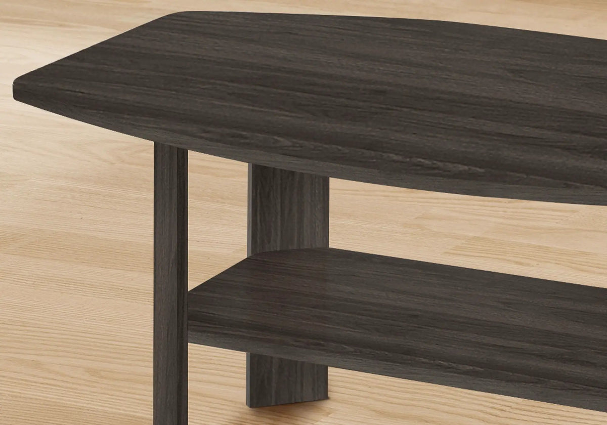 Brown Oak Coffee Table Set | Set Of 3 | Transitional Style | Rounded Shapes