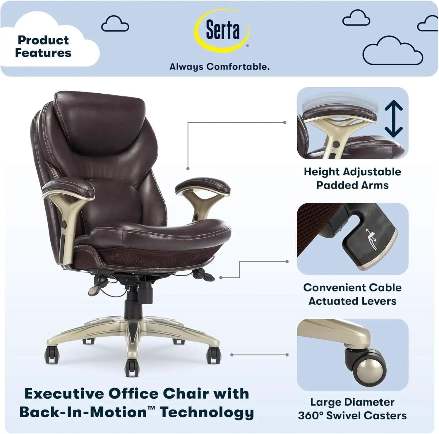 Claremont Ergonomic Office Chair Lumbar Support Chestnut from PriceLows™