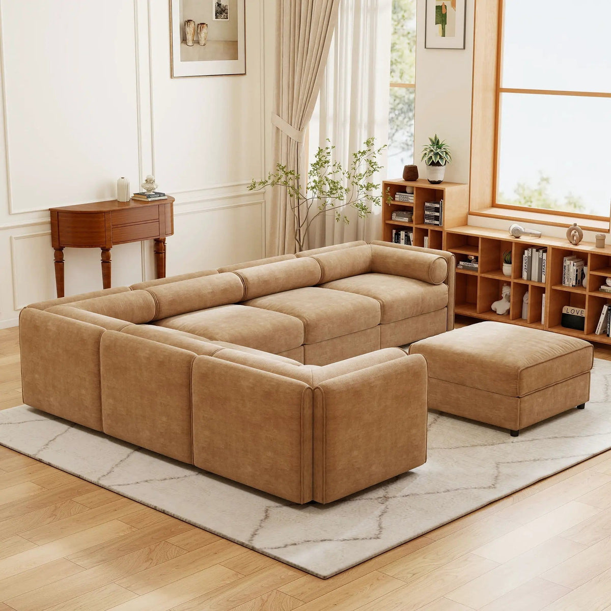 Contemporary Elegant Sofa With Storage And Ottoman 2 Piece Living Room Set | 2 Piece Living Room Set | Living Room Furniture | Living Room