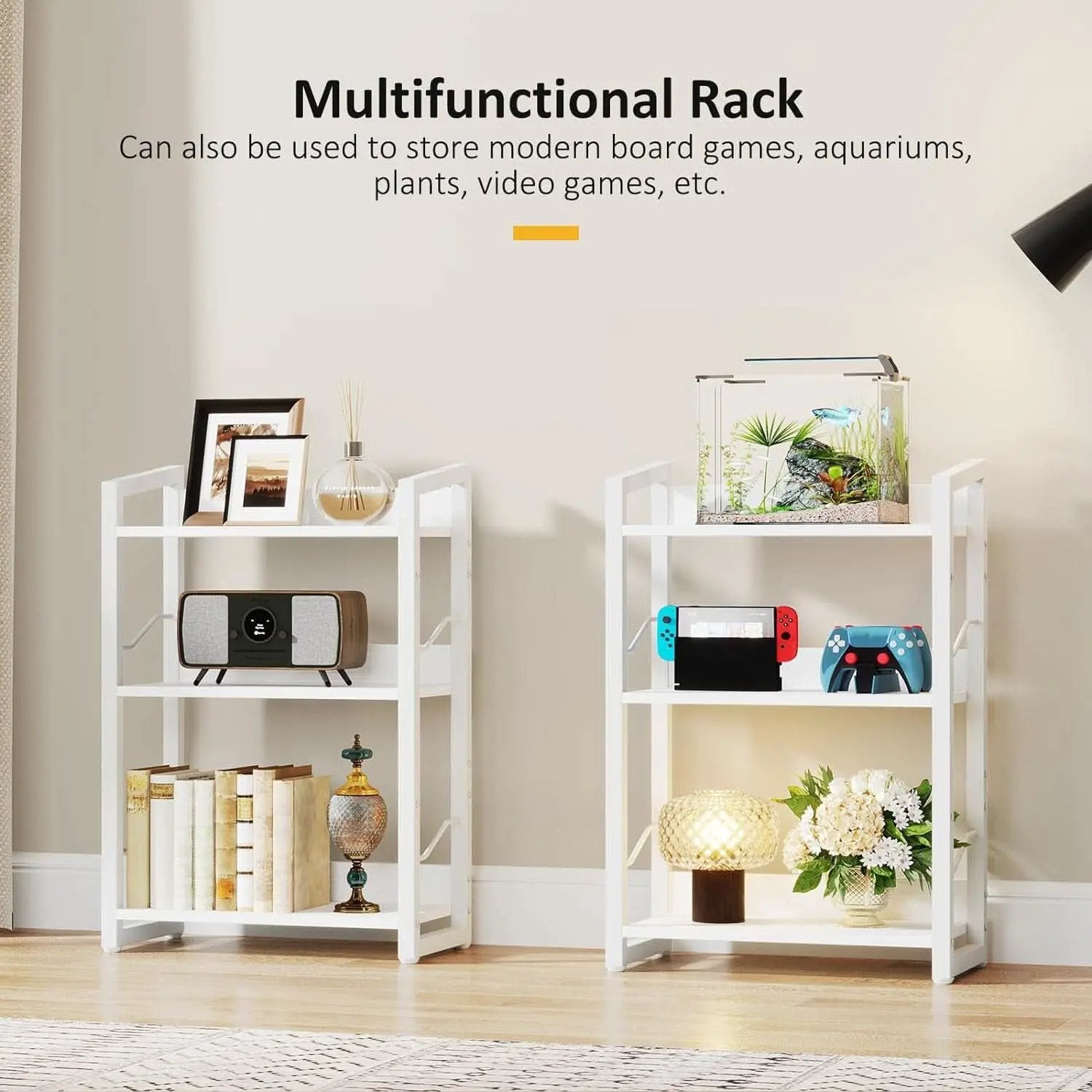White 3 Tier Bookshelf for Small Space Living Room from PriceLows™