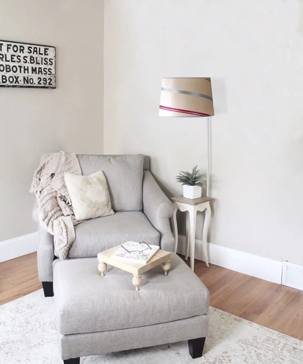 Floating Wall Light | Silk Drum Shade | 12 Foot Cord | 12X14 Inch