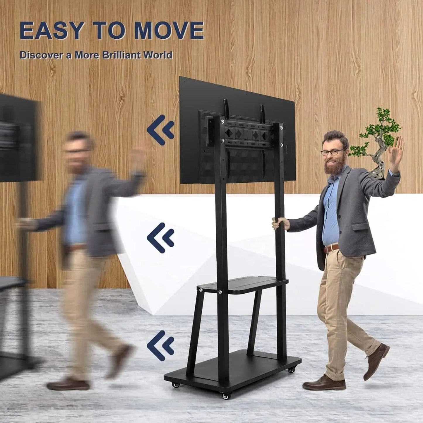 Height Adjustable Rolling TV Stand for 32-75 Inch TVs from PriceLows™