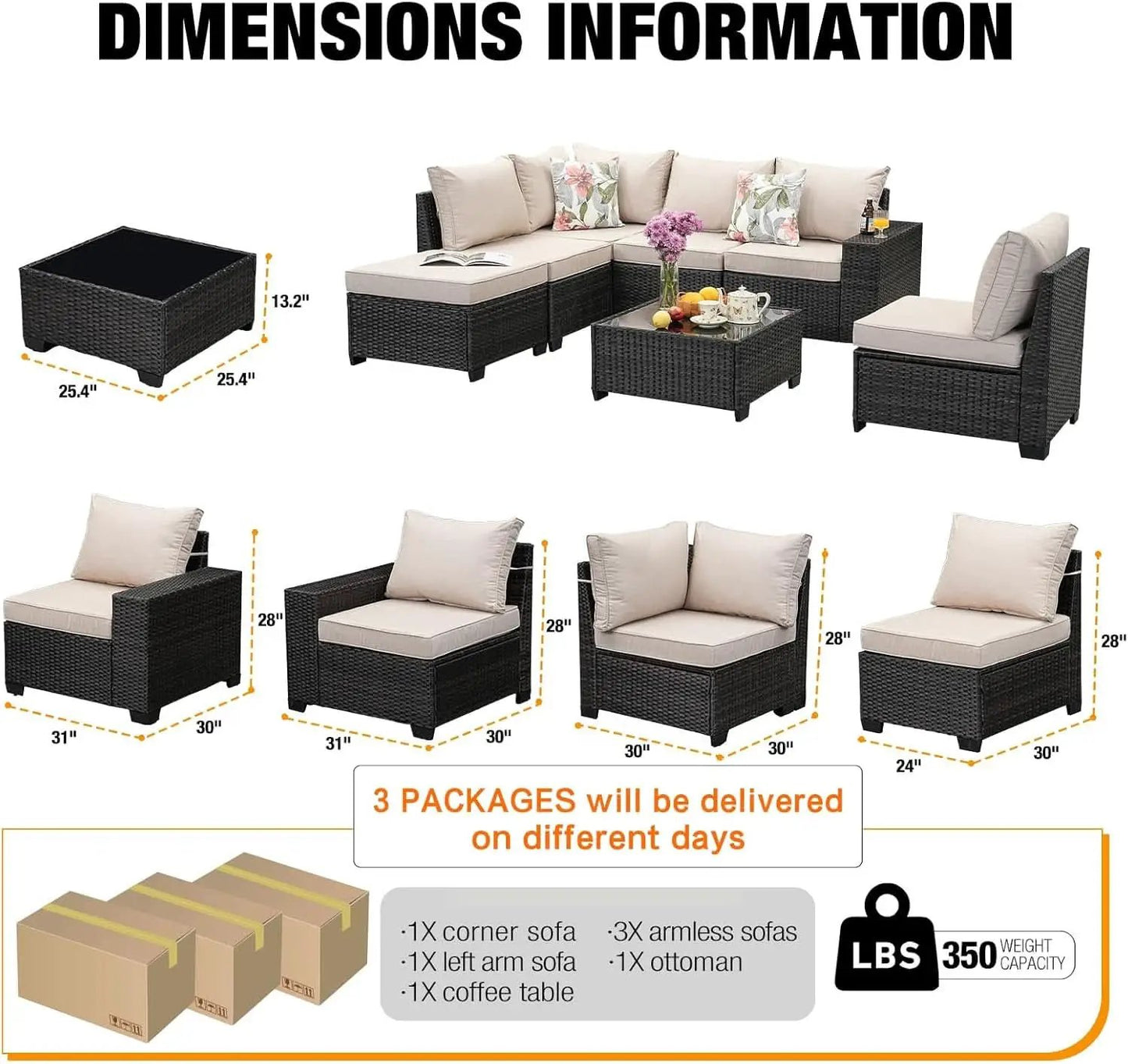 All-Weather Wicker Outdoor Sectional Sofa Set with Cushions from PriceLows™
