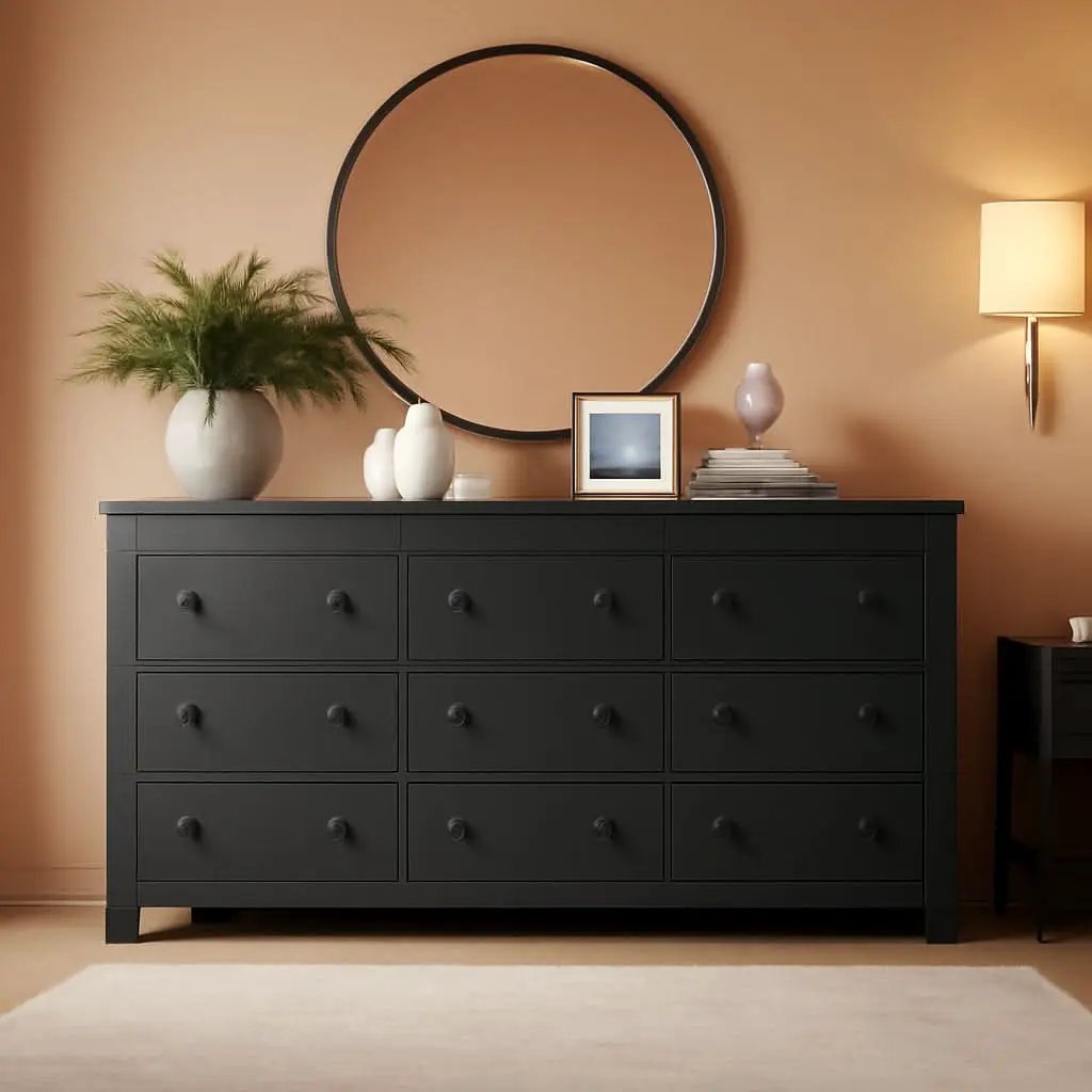 Nine Drawer Dresser Solid Wood FiftyNineInchWide Storage from PriceLows™
