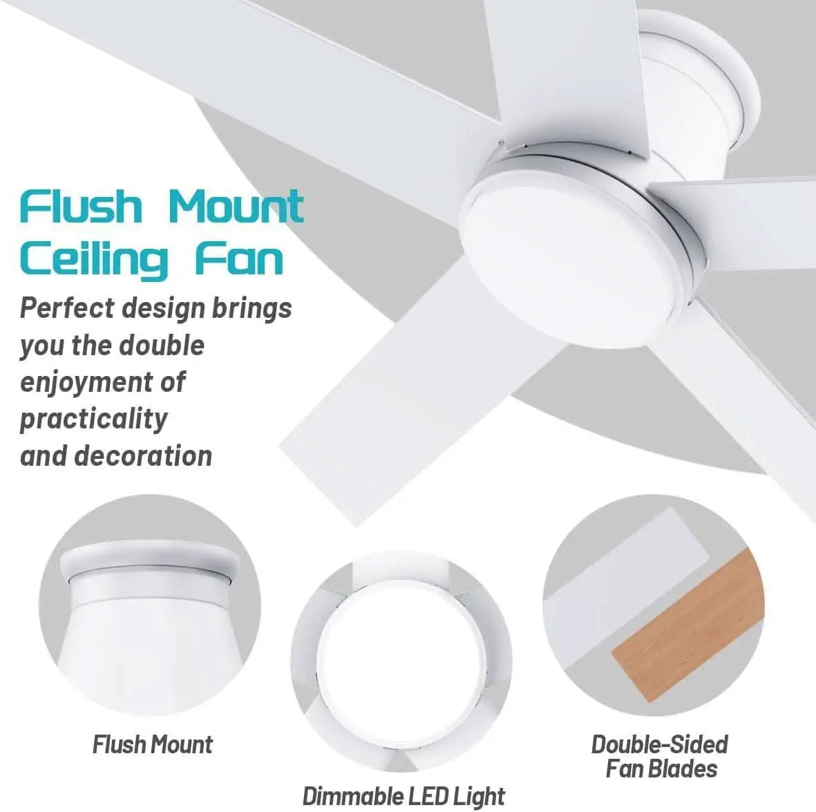 52 Inch White Ceiling Fan With Light Six Speed DC Motor from PriceLows™