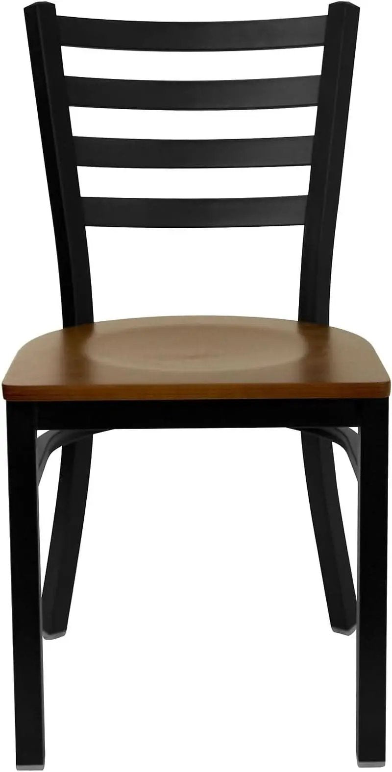 2 Pack HERCULES Series Black Ladder Back Metal Restaurant Chair With Cherry Wood Seat from PriceLows™