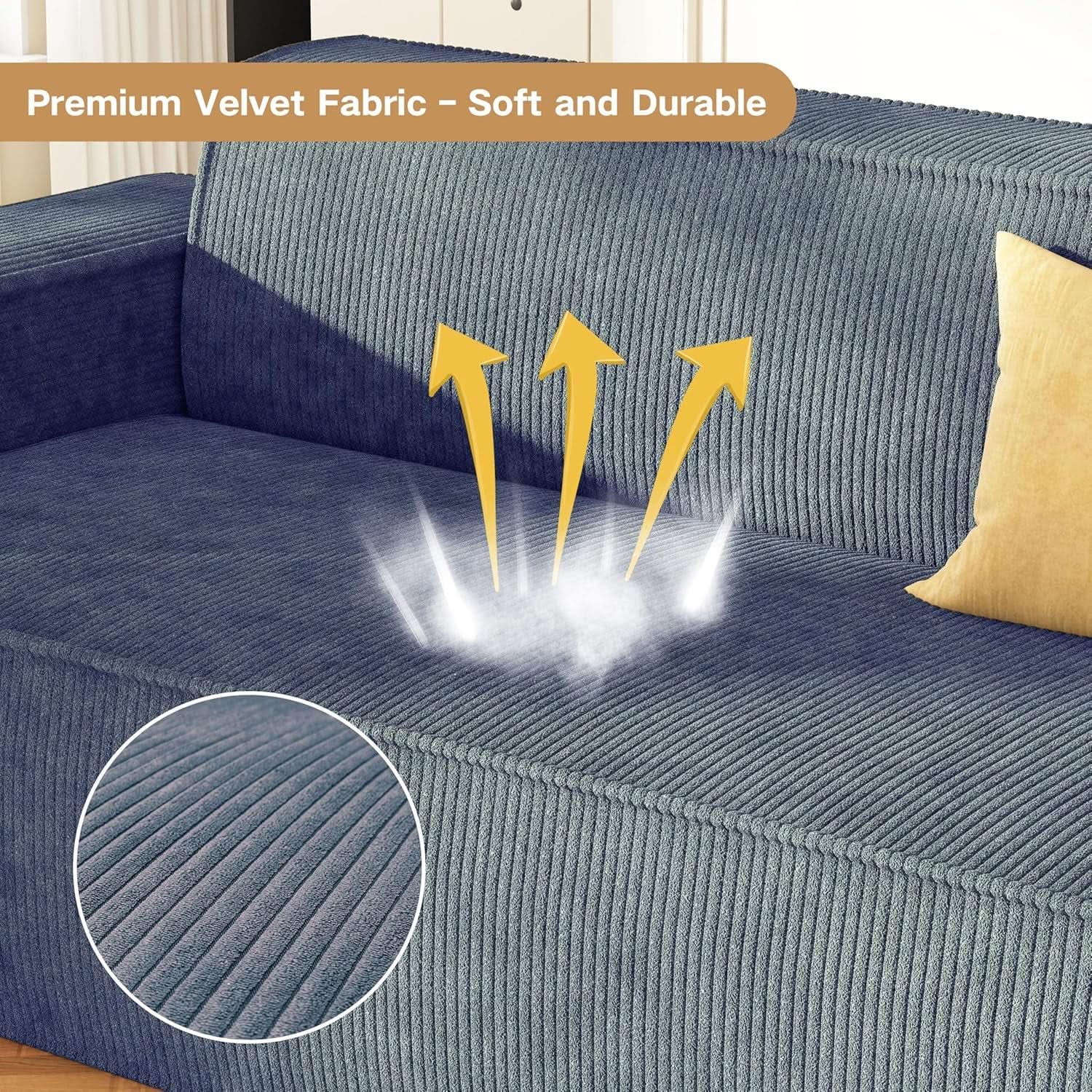 Sofa In A Box Memory Foam 3 Seater Grey Corduroy Fabric from PriceLows™