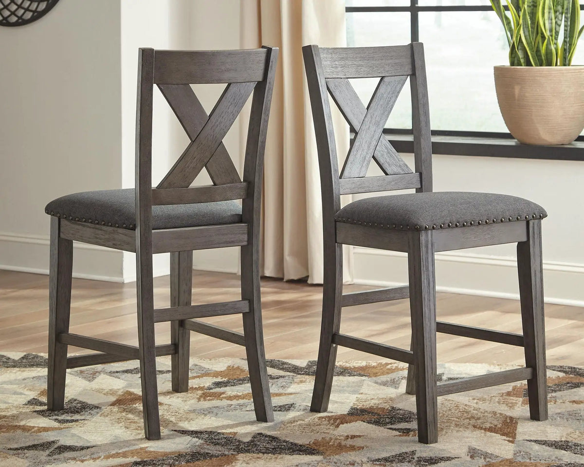 Caitbrook Upholstered Barstool | Set Of 2 | Gray | 24.63 Inch Seat Height