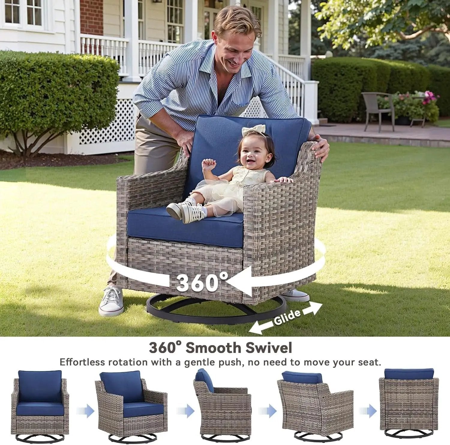 Outdoor Patio Furniture Set 5 Piece All Weather Wicker from PriceLows™