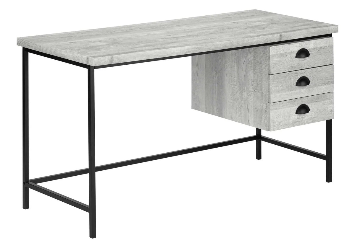 Computer Desk | 3 Storage Drawers | Metal Glides | 55.25 Inch Length