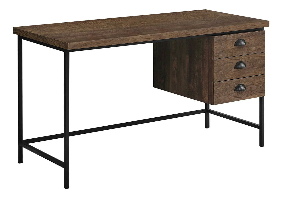 Computer Desk | 3 Storage Drawers | Metal Glides | 55.25 Inch Length