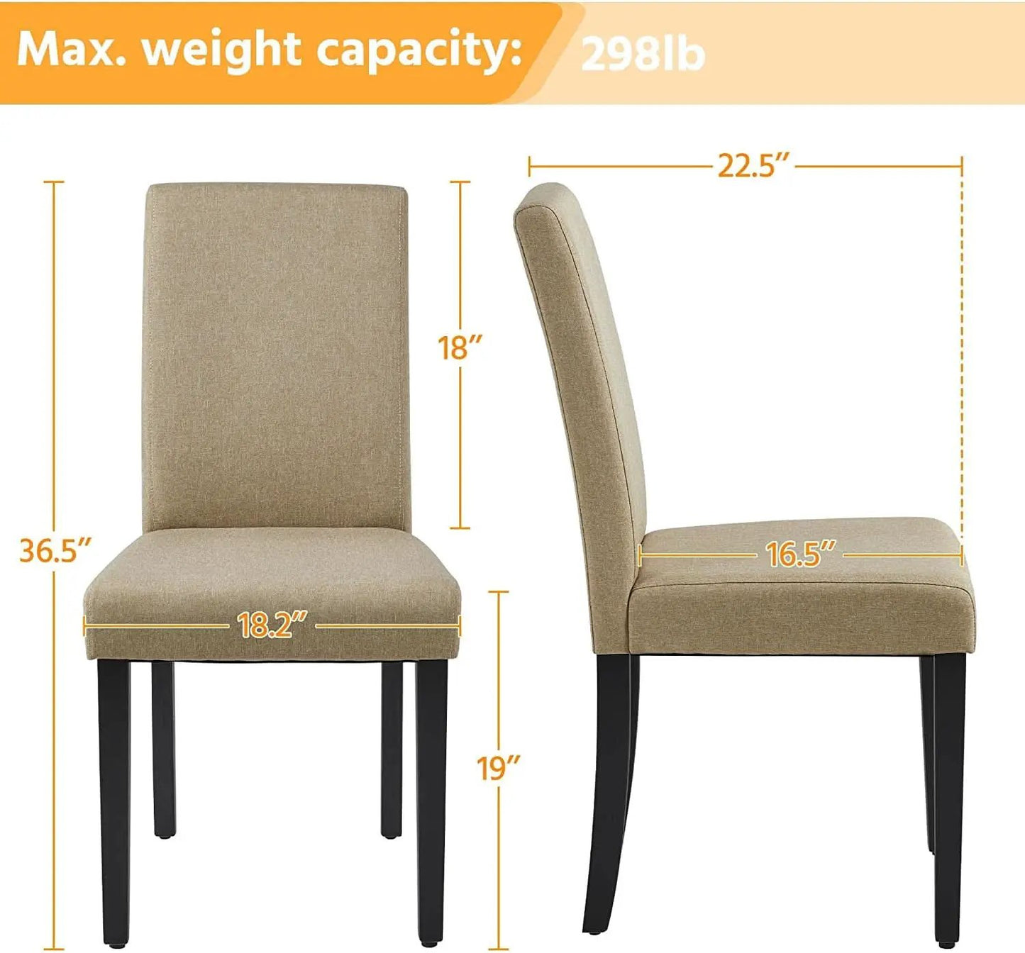 Khaki Upholstered Parson Dining Chair Set 4 Wood Legs from PriceLows™