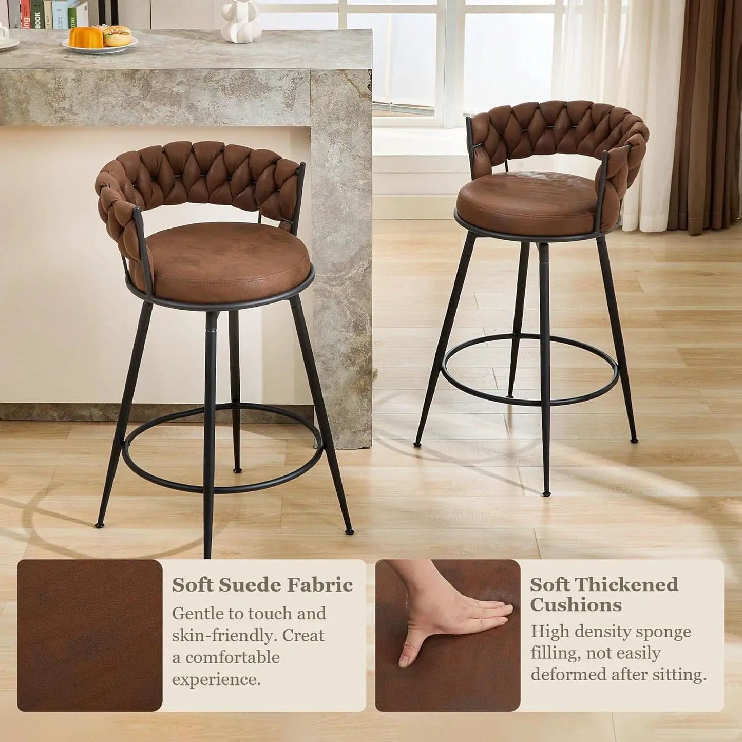 Modern Swivel Bar Stools Set of Two Stylish Design from PriceLows™