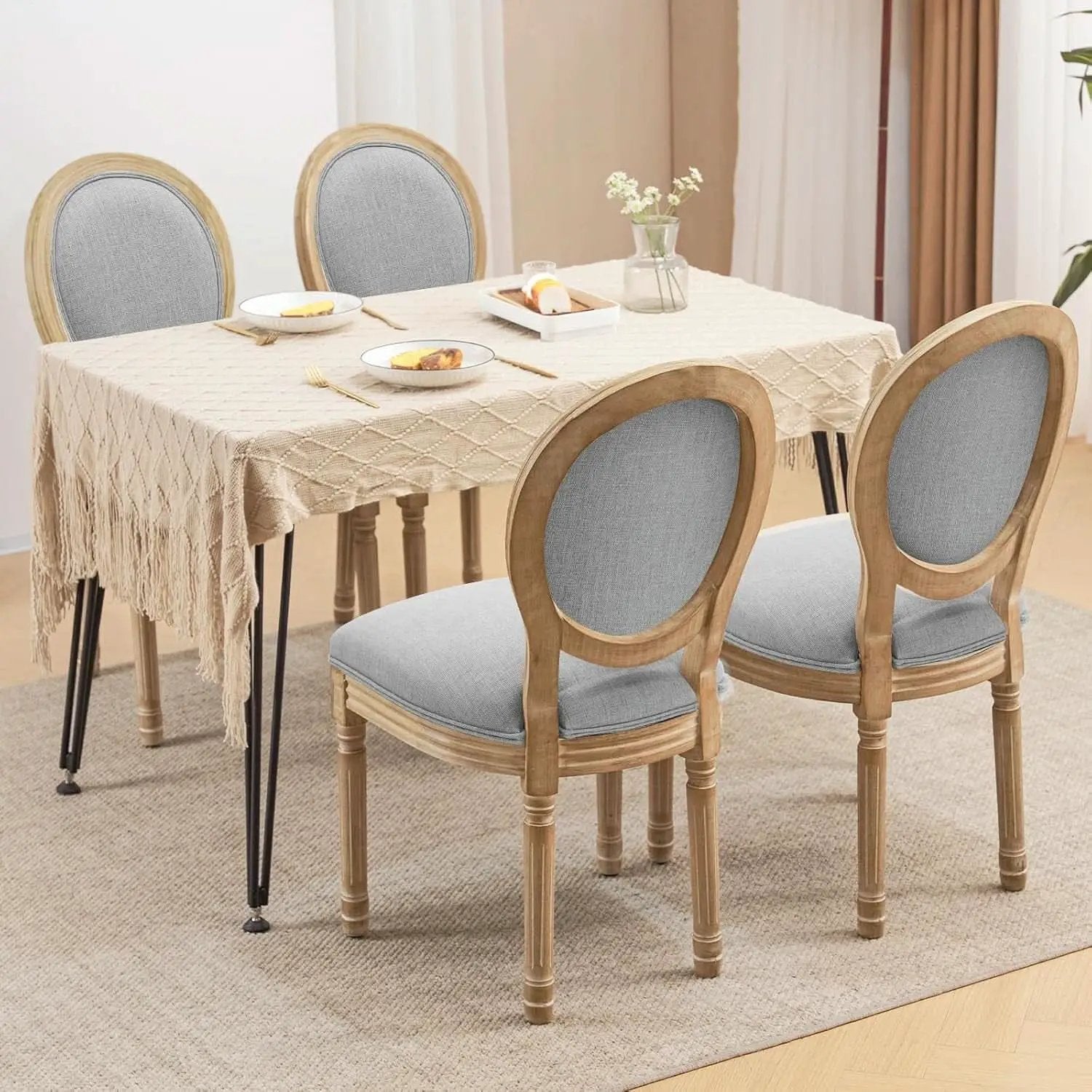 Light Grey Upholstered Dining Chairs Set Of 2 Round Back from PriceLows™