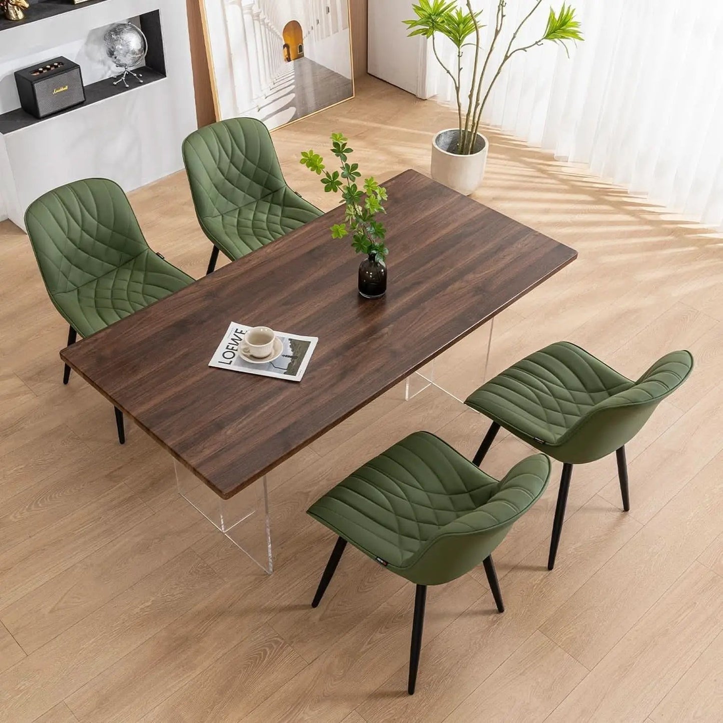 Dining Chairs Set of 2 Olive Cushioned Upholstered from PriceLows™