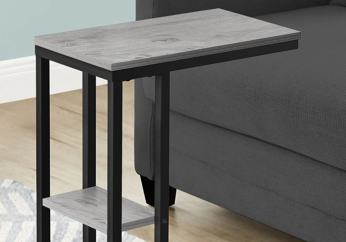 Marble Look C-Shaped Accent Table | Durable Metal Frame | Rectangular Tabletop | Portable Design