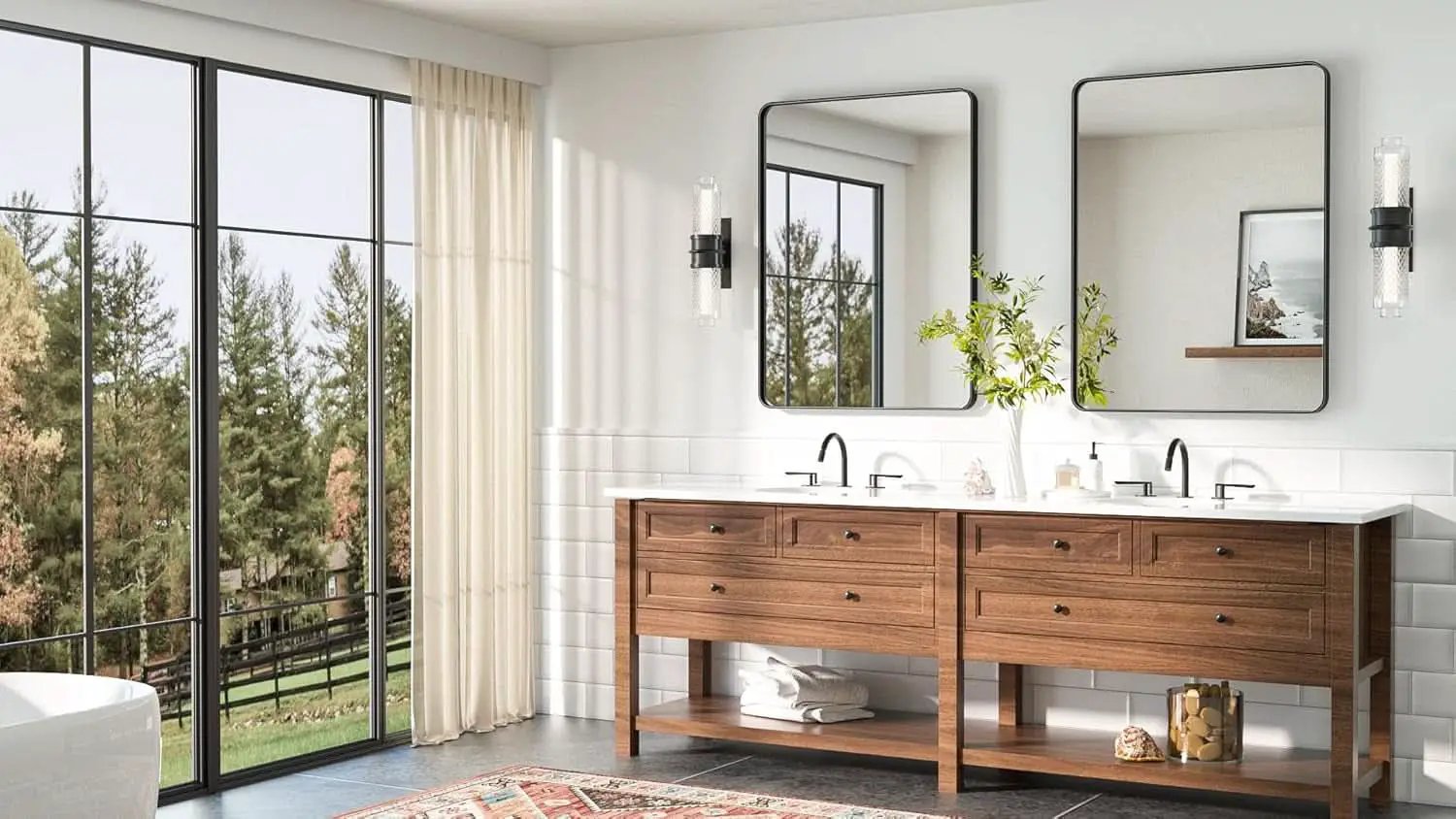 Matte Black Bathroom Vanity Mirror 24x32 Wall Mounted from PriceLows™