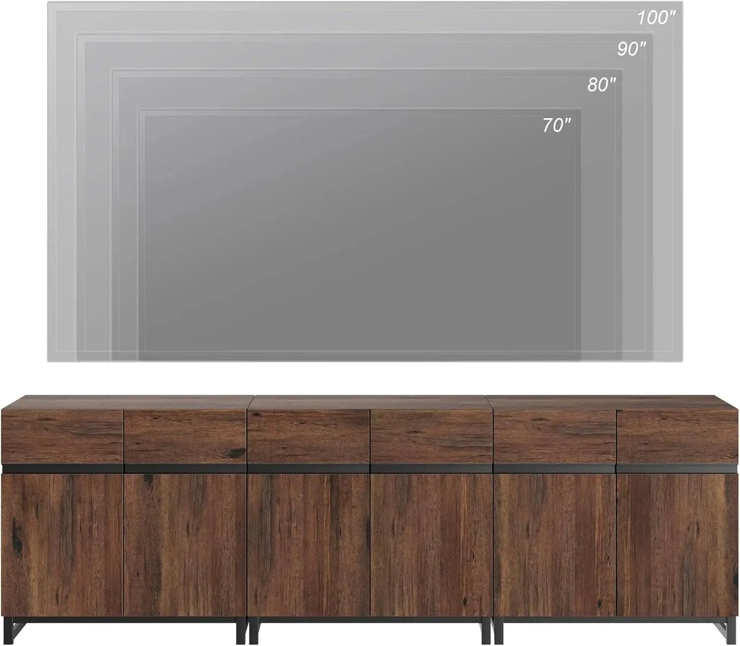 Brown 3 in 1 Sideboard Buffet Cabinet With Adjustable Shelf from PriceLows™