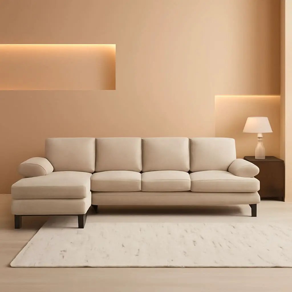 Light Khaki 110 Inch U Shape Sectional Sofa Double Chaise from PriceLows™