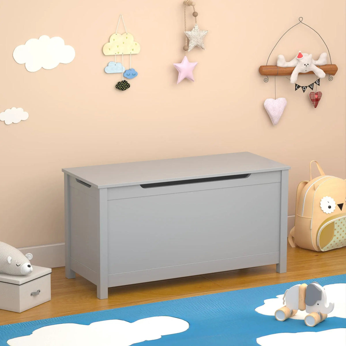 Toy Storage Box | Safety Hinged Lid | 2.7 Cubic Feet
