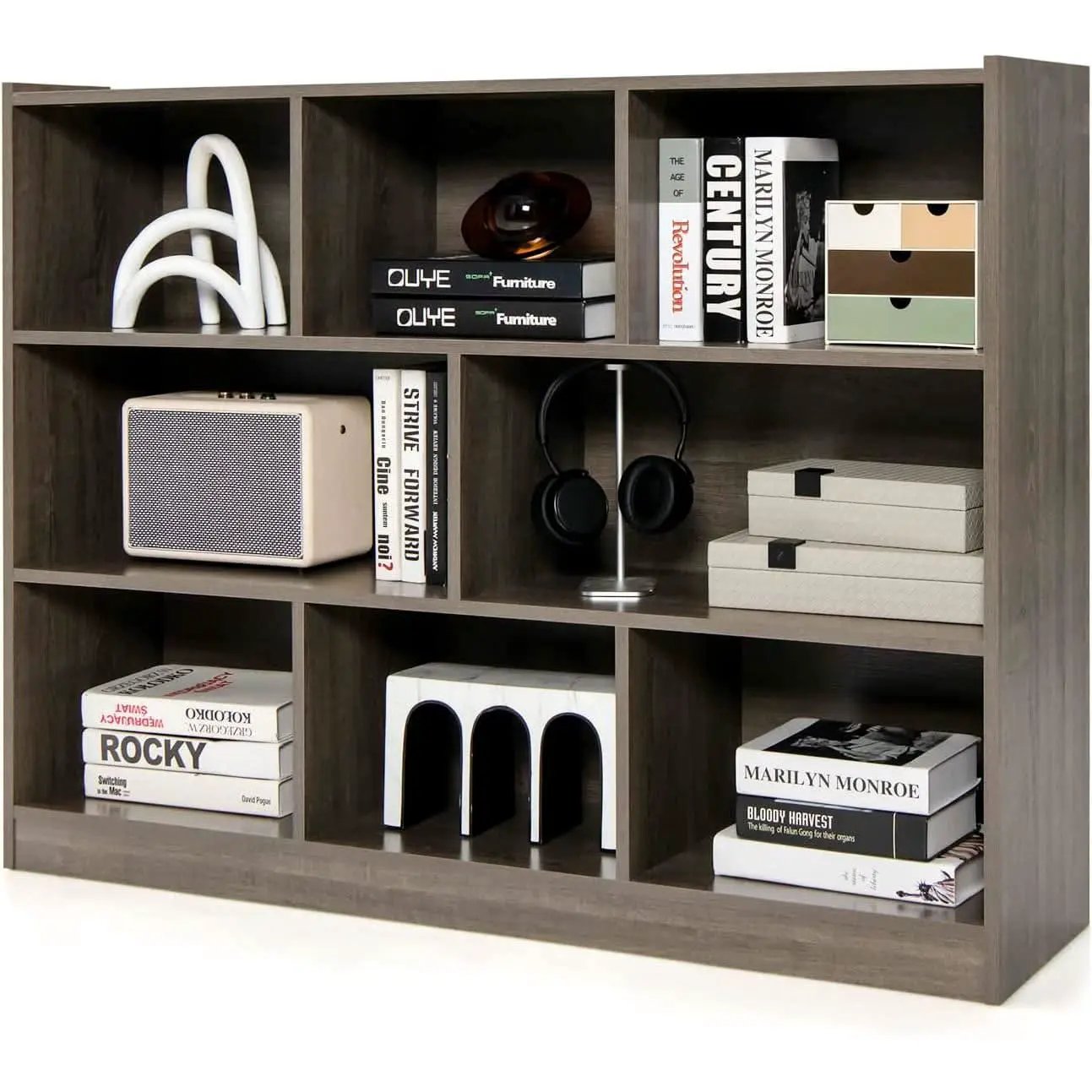 Grey 8 Cube Modular Bookcase For Living Rooms With Display from PriceLows™