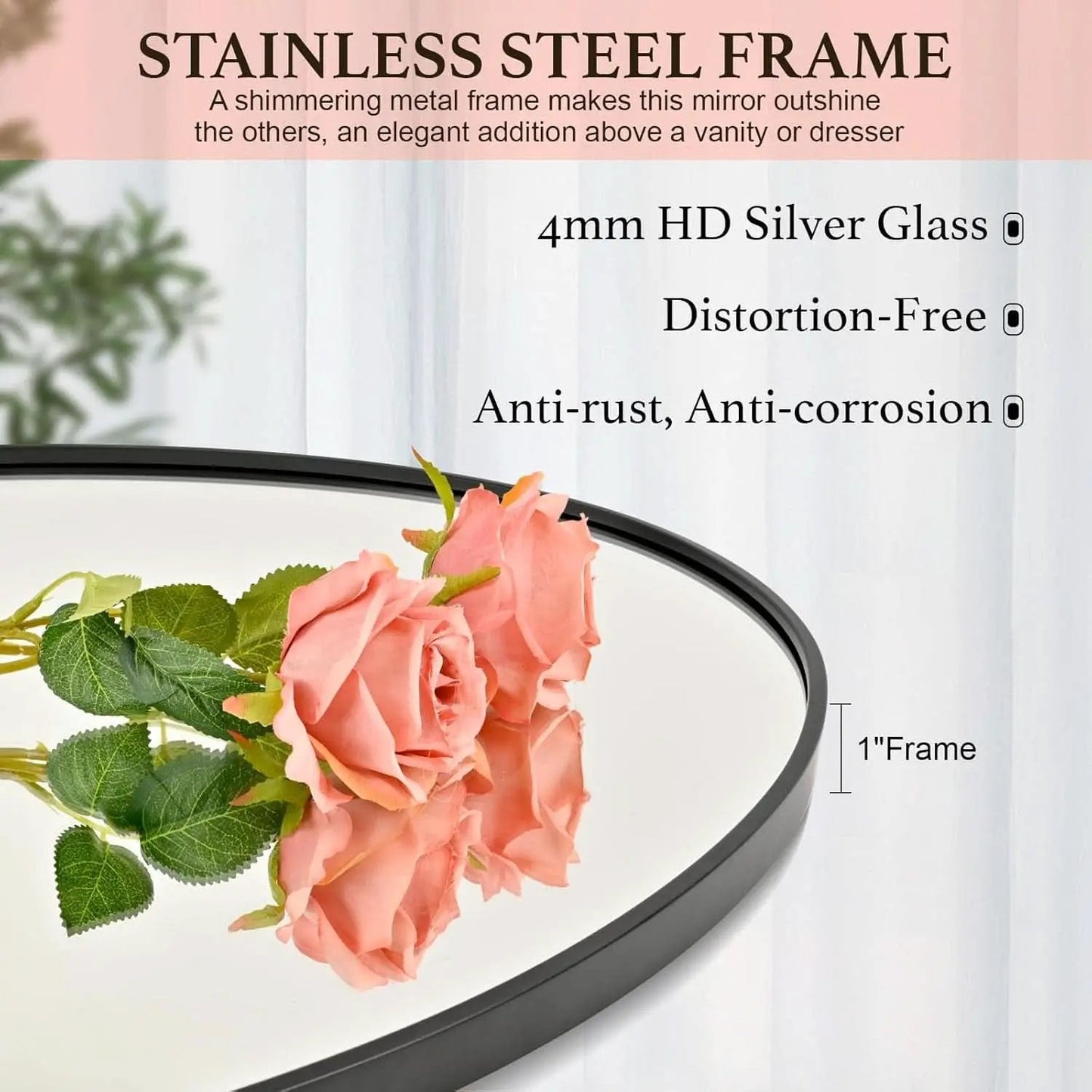 Oval Mirror 20x30 Black Bathroom Vanity Wall Mount from PriceLows™